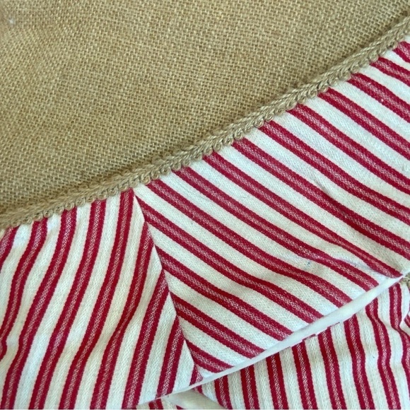 Ashland Other - ASHLAND Burlap Jute/Red Stripe Christmas Tree Skirt 48 in. NEW Tags Home Decor